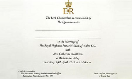 prince williams wedding invitation card. Prince William amp; Kate