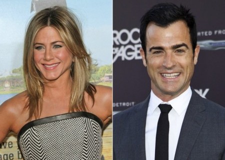 Jennifer Aniston and Justin Theroux. Photo: Andrew Evans / PR Photos; Emiley Schweich / PR Photos
