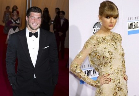 Tim Tebow and Taylor Swift. Photo: Janet Mayer / PRPhotos.com; David Gabber / PRPhotos.com