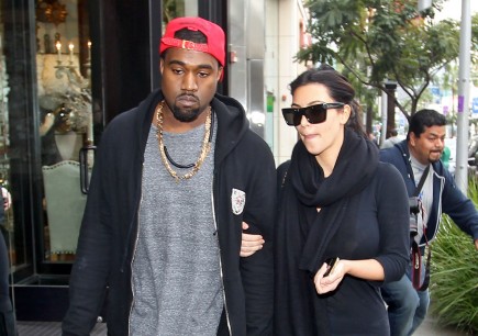 Kanye West and Kim Kardashian. Photo: FAMEFLYNET PICTURES