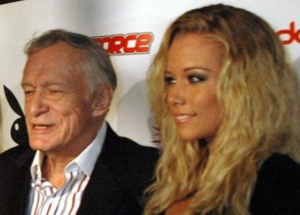 Hugh Hefner and Kendra Wilkinson. Photo: Deborah Bearor / PR Photos